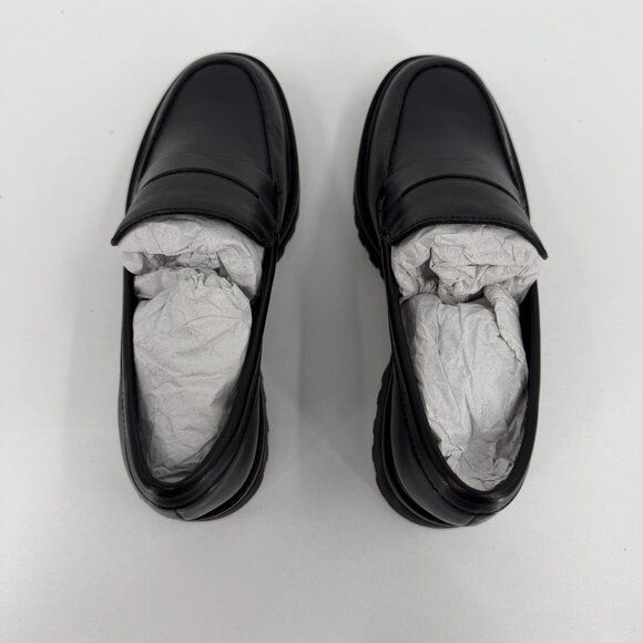 Everlane The Lug Loafer in Black Leather size 7 Women's Chunky Heel - Picture 8 of 13